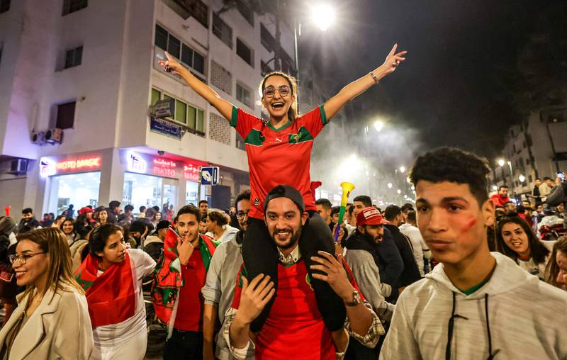 Morocco's supporters celebrate in Rabat. AFP
