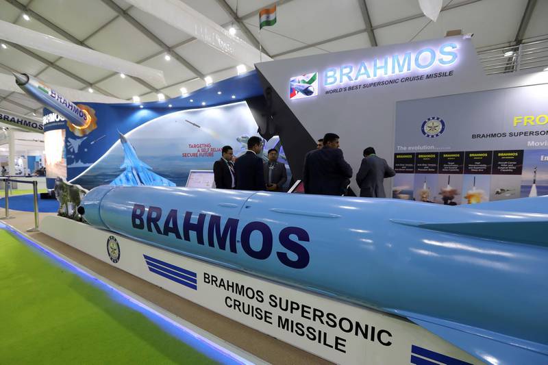 A model of a Brahmos Aerospace Pvt Supersonic Cruise Missile sits on display during the DefExpo 20 in Lucknow, Uttar Pradesh, India, on Thursday, Feb. 6, 2020. India plans to spend $250 billion over a 10-year period to 2025 on defense modernization. Combat jets, submarines, battle tanks and armored vehicles are among the procurement programs that Prime Minister Narendra Modi’s administration is pursuing. Photographer: T. Narayan/Bloomberg