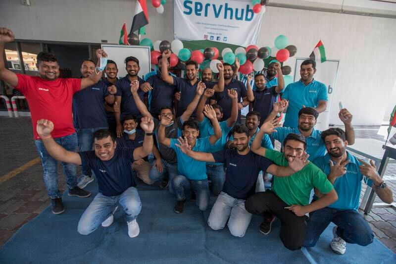 The workers enjoyed the morning off duty to celebrate the UAE's 50th anniversary.
