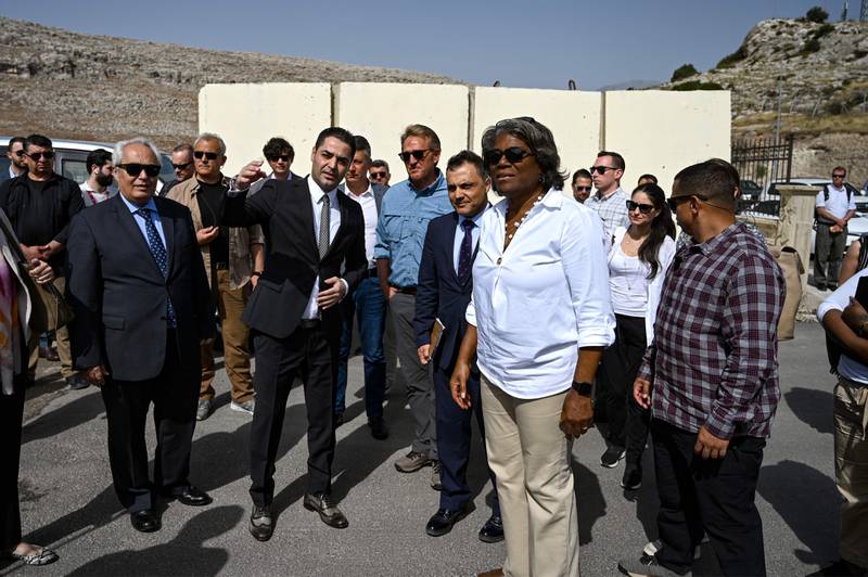US ambassadors to the UN and Turkey, Linda Thomas-Greenfield and Jeff Flake visit the only point of passage allowed for UN relief supplies to reach Idlib. AFP