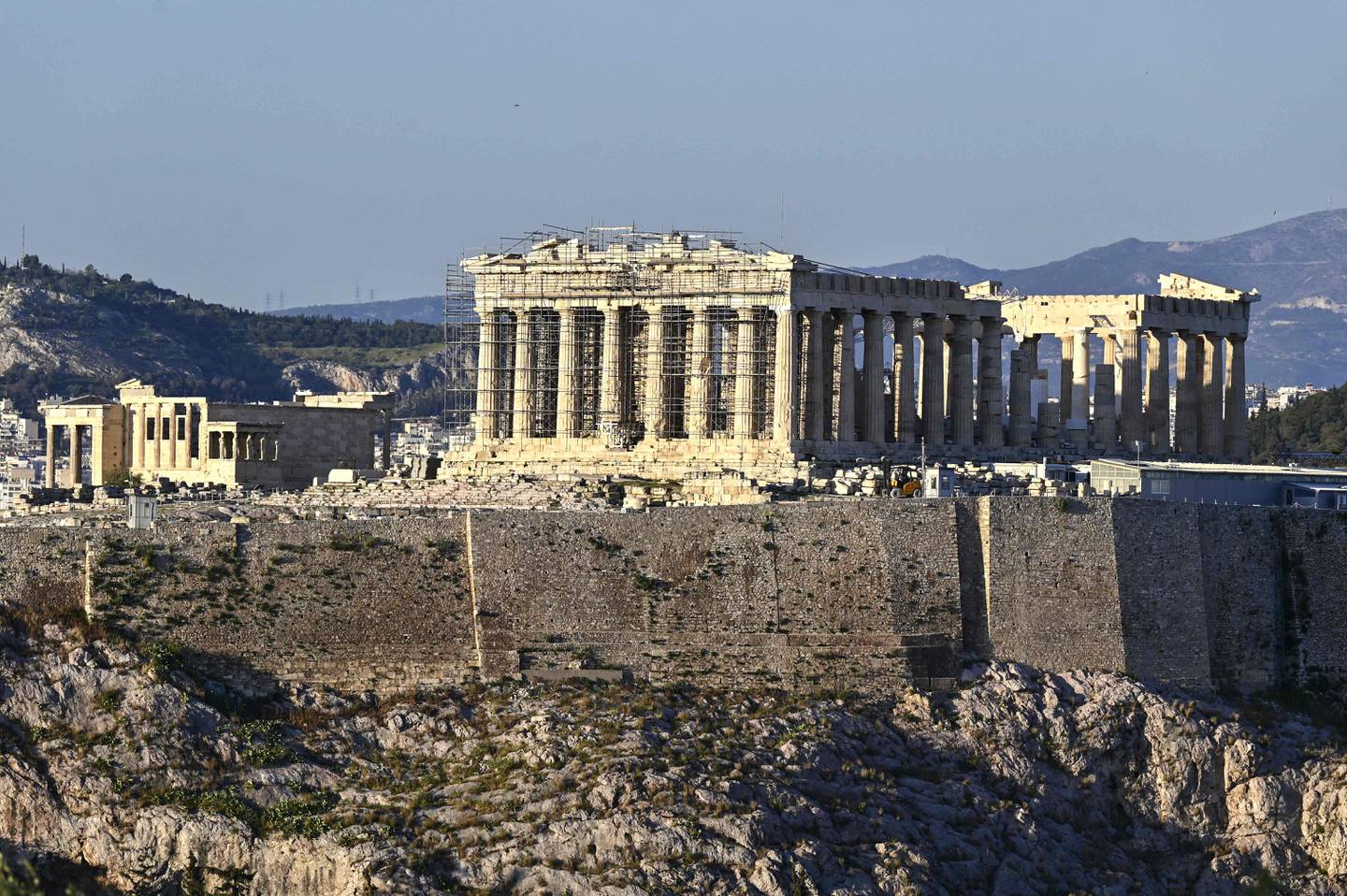 The Parthenon temple was built in the 5th century BC on the Acropolis to honour Athena AFP