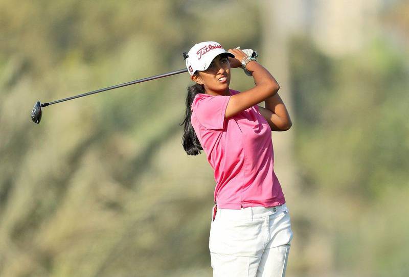 Aditi Ashok of India plays a shot during the second round of the Dubai Ladies Masters on Friday. David Cannon / Getty Images / December 9, 2016