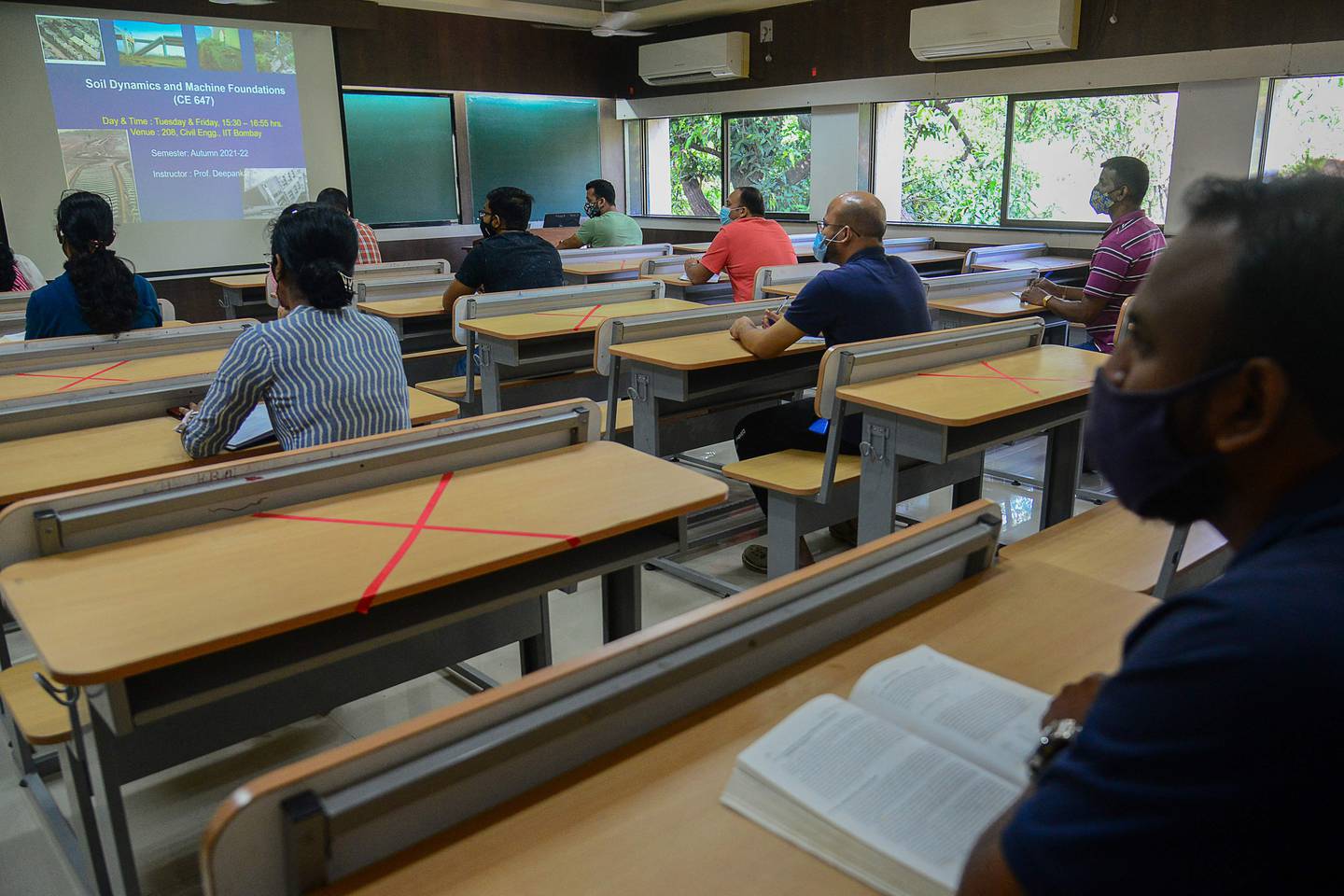 Students attend a class in the Indian Institute of Technology in Mumbai.  AFP