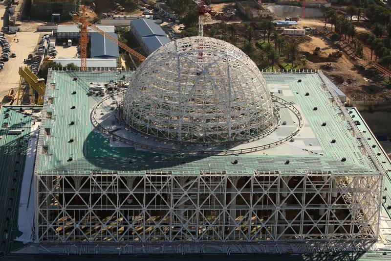 A view of the dome at the construction site of the new Great Mosque of Algiers, called Djemaa El Djazair, which is being built by the China State Construction Engineering Corporation (CSCEC), and overseen by Algeria's National Agency for Realization and Management (ANERGEMA) in Algiers, Algeria February 7, 2017. REUTERS/Zohra Bensemra