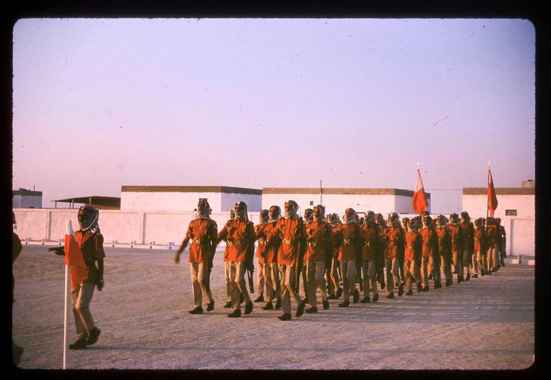 The Abu Dhabi Defence Force marching in their new uniforms in 1966. Courtesy Nick Cochrane-Dyet