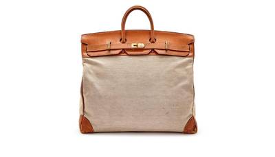 Hermes Chai Swift and Ecru Toile Market Bucket Bag; $1,000 to $3,000