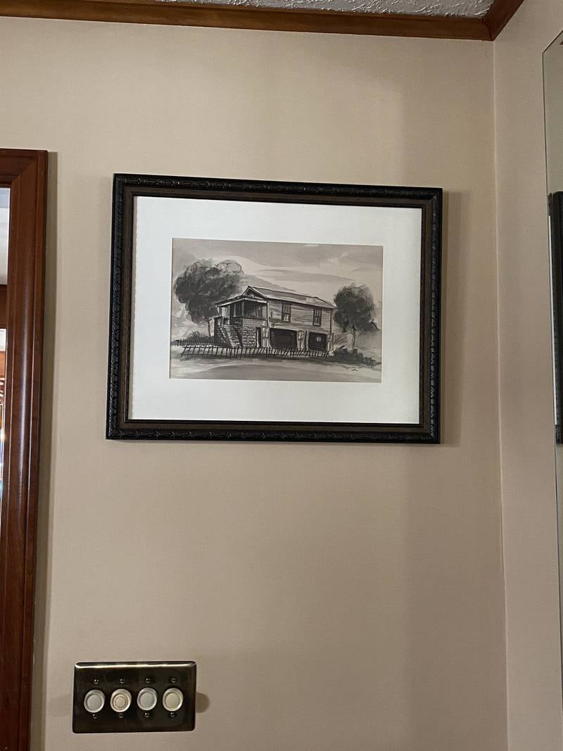 A drawing of the original Manchin family home hangs in Senator Joe Manchin's sister's house in Farmington, West Virginia. Willy Lowry / The National