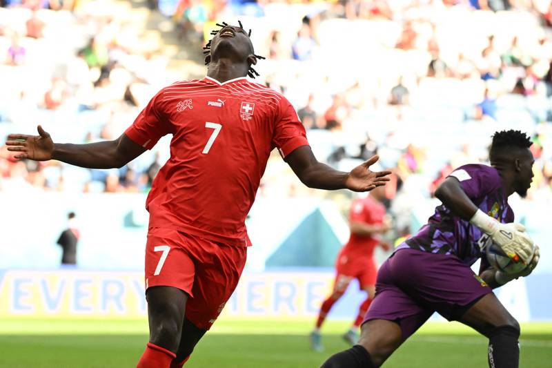 Switzerland' Breel Embolo after missing a chance. AFP
