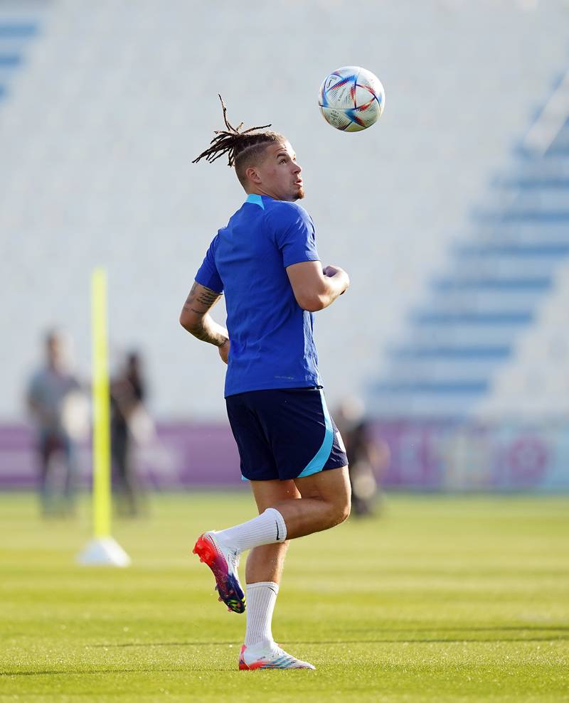 Kalvin Phillips during the training session in Qatar. PA