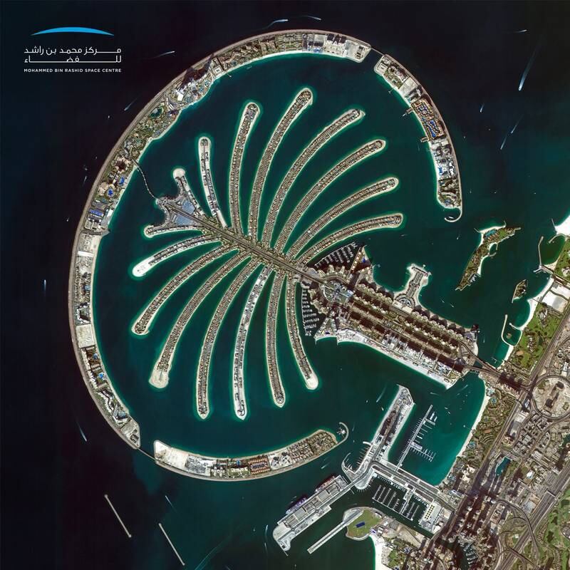 The Palm Jumeirah photographed by KhalifaSat, the first entirely Emirati-made satellite. All photos: Dubai Media Office