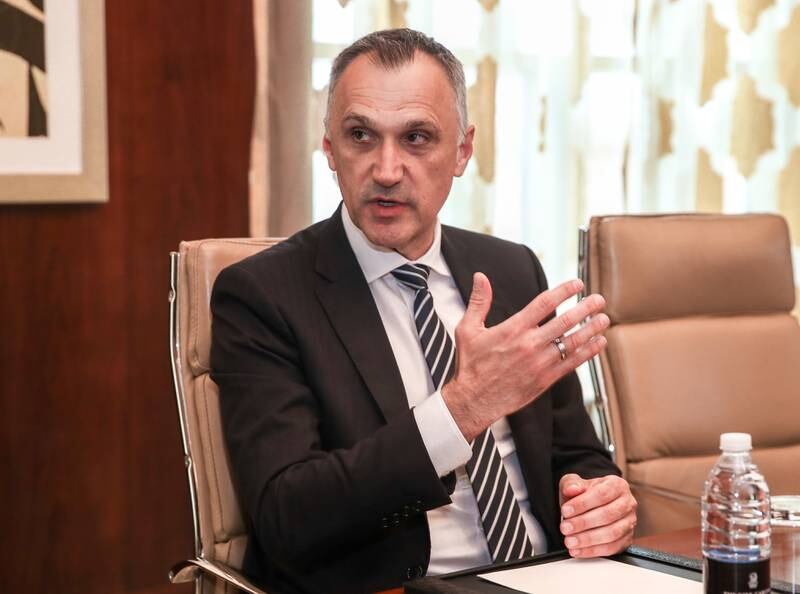 Con Unerkov, chief executive of Admiral Energy Asia-Pacific, during his interview with The National in Dubai on Thursday. Victor Besa / The National