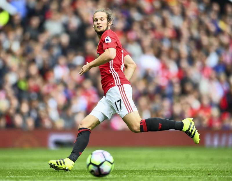 MANCHESTER, ENGLAND - SEPTEMBER 24: Daley Blind of Manchester United in action during the Premier League match between Manchester United and Leicester City at Old Trafford on September 24, 2016 in Manchester, England.  (Photo by Laurence Griffiths/Getty Images)