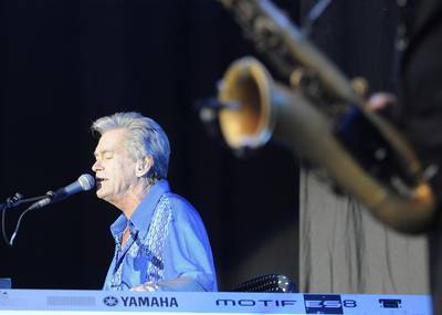 Bill Champlin of the U.S. band Chicago performs with the band during the Jazz Open in Stuttgart, southern Germany, on Wednesday July 16, 2008. (AP Photo/Daniel Maurer)