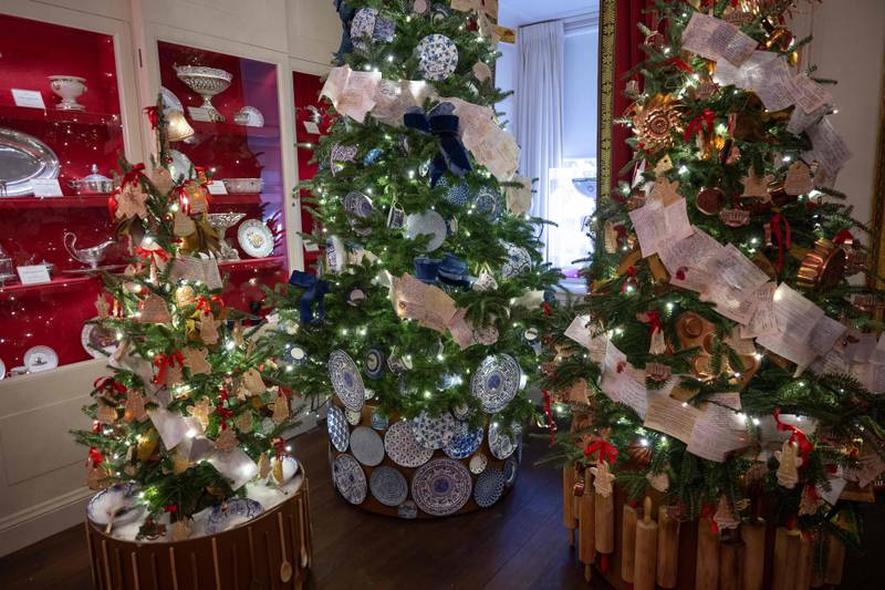 Christmas trees in the China Room. AFP