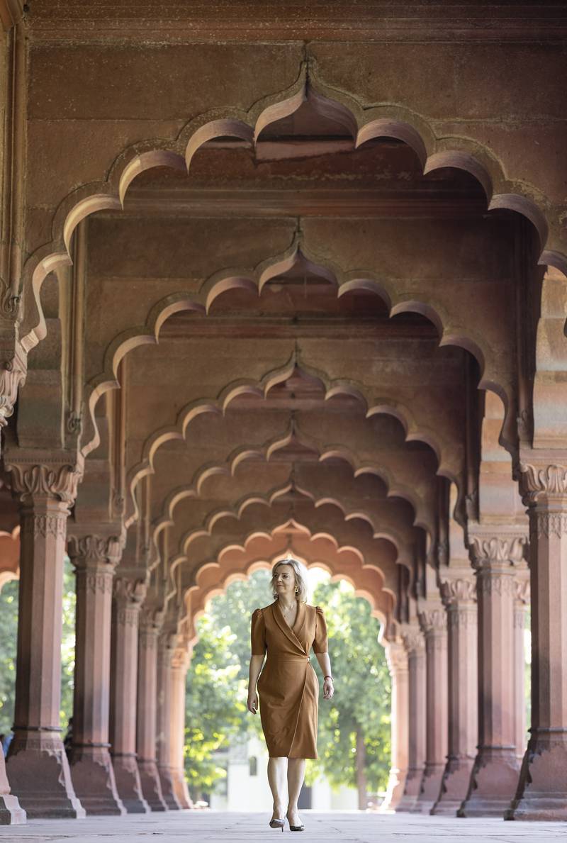 Ms Truss at the Red Fort in New Delhi during a trip to India in October 2021. Simon Dawson / No10 Downing Street