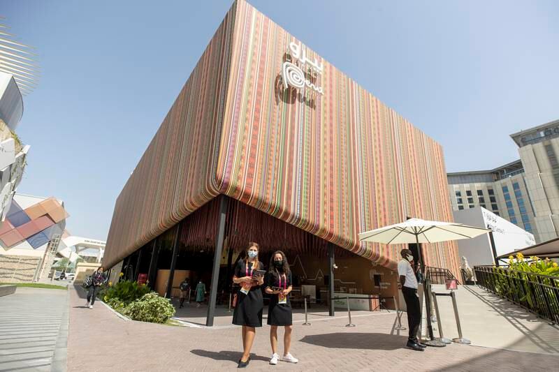 Staff outside the Peru pavilion. Photo: Expo 2020 Dubai