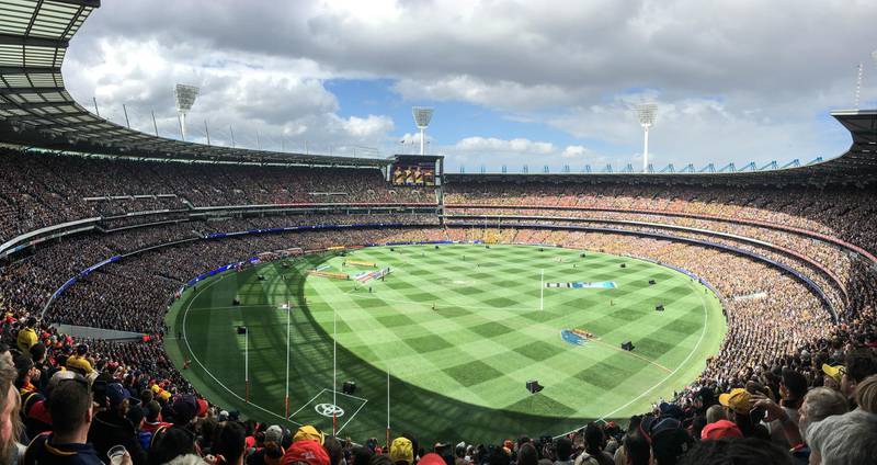 The Melbourne Cricket Ground has a capacity of about 100,000 spectators. Wikimediacommons