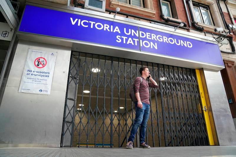 A closed Victoria Underground Station in central London during a transport workers' strike. AP