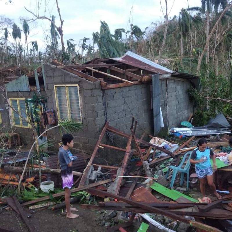 Emmanuel Grullo said his relatives' home in Southern Leyte province were destroyed by Typhoon Rai. Photo: Mr Grullo