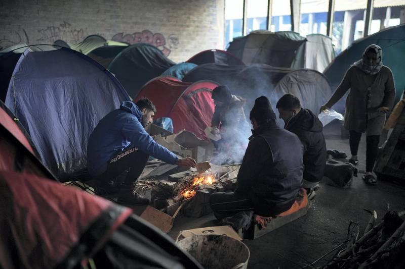 DUNKIRK, FRANCE - FEBRUARY 01:  Migrant families from Iraq and Iran camp in a derelict industrial building on February 01, 2020 in Dunkirk, France. Migrants are still hopeful of reaching the United Kingdom and Northern Ireland even though has exited the European Union. (Photo by Christopher Furlong/Getty Images)