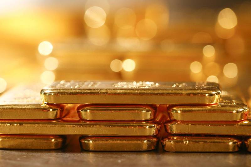 One kilogramm fine gold bar are pictured in the Pro Aurum KG in Munich, Germany, on Wednesday, July 10, 2019. Photographer: Michaela Handrek-Rehle/Bloomberg
