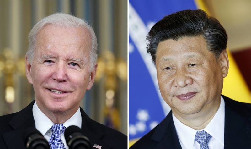 US President Joe Biden and Chinese President Xi Jinping. Ensuring an open line of communication between the global competitors will be central to the discussion, the White House said. AP