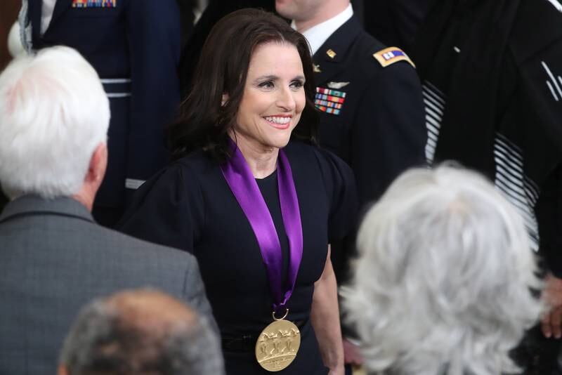 Louis-Dreyfus departs a ceremony at the White House after being presented with her medal. EPA