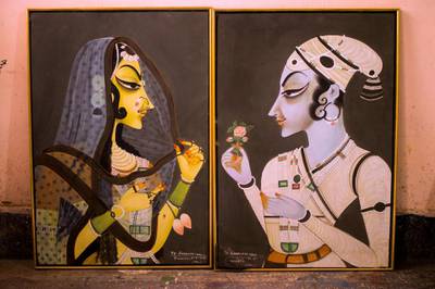 Portraits of Bani Thani and King Savant Singh made by Anil Vyas, one of the last handful of painters, who retain the traditional style with accuracy, even today. Courtesy: Sanket Jain