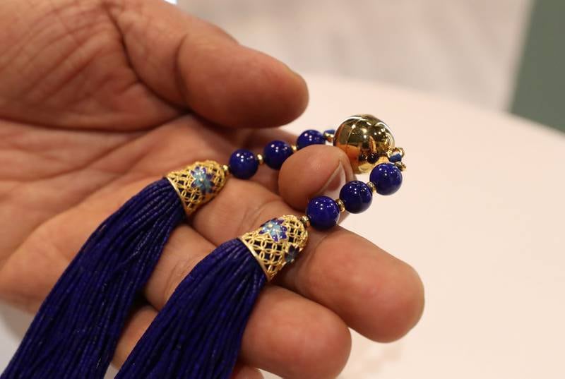Jewellery made from Afghan lapis lazuli at the Afghanistan Pavilion.