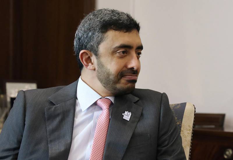 UAE Minister of Foreign Affairs and International Cooperation Abdullah bin Zayed Al Nahyan speaks during the meeting with Cypriot Foreign Minister Nikos Christodoulides at the Ministry of Foreign Affairs in Nicosia, Cyprus, June 15, 2019. REUTERS/Yiannis Kourtoglou
