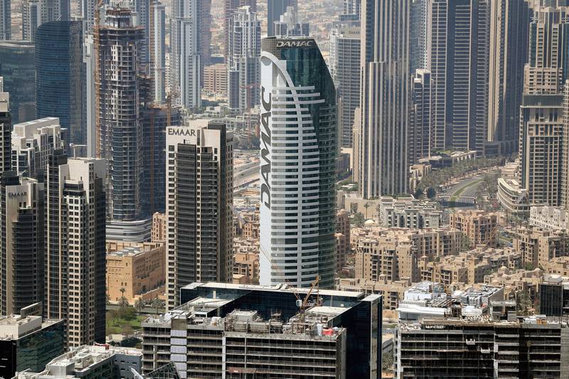 Dubai, United Arab Emirates - Reporter: N/A. Stock. General view of Downtown, Dubai and Business Bay. Damac and Emaar. Friday, April 9th, 2021. Dubai. Chris Whiteoak / The National