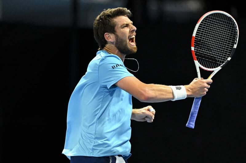 Cameron Norrie celebrates beating Constant Lestienne at the Australian Open in Melbourne on January 19, 2023.  EPA