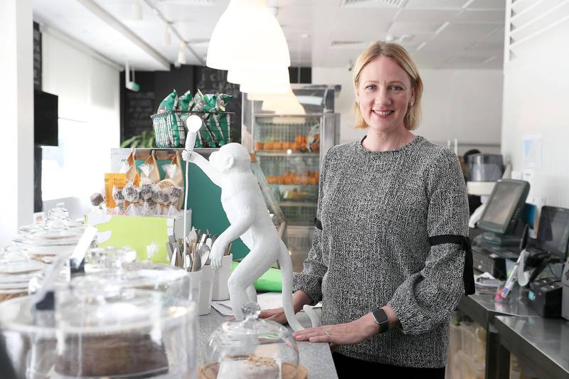 DUBAI, UNITED ARAB EMIRATE, March 01 – 2020 :- Christina Slyper, Founder and Managing Director of Zest healthy eating cafe and delivery service at the Zest café in Al Barsha 3 in Dubai. (Pawan Singh / The National) For Money & Me. Story by David