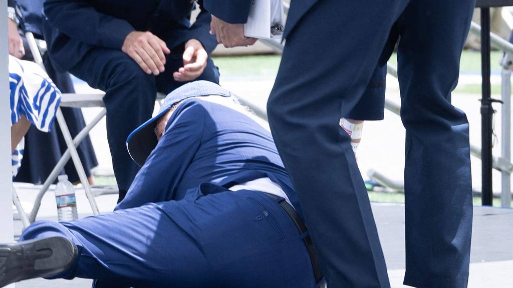 Joe Biden trips and falls at graduation ceremony
