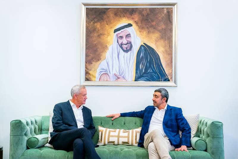 Sheikh Abdullah bin Zayed, Minister of Foreign Affairs and International Co-operation, meets Israeli Defence Minister Benny Gantz during his official visit to Israel. All photos: Wam