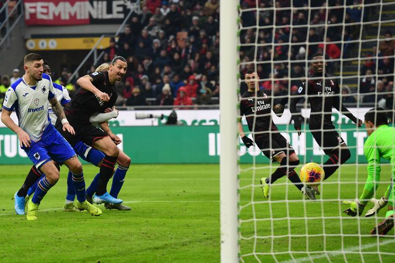 Zlatan Ibrahimovic sees the keeper save his header. AFP