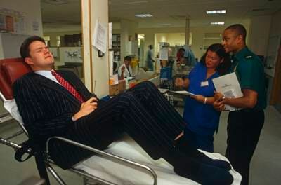 A busy Friday night in the A&E section of the Royal London Hospital in 1998. Getty Images