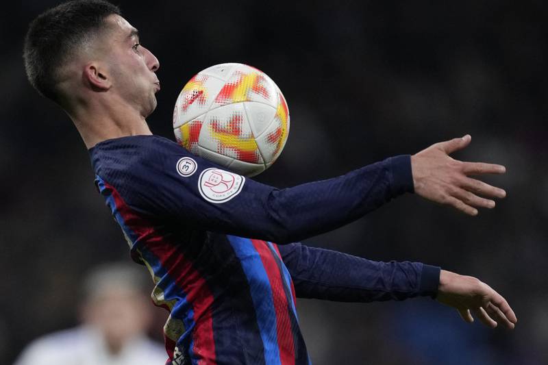 Barcelona's Ferran Torres controls the ball. AP Photo 