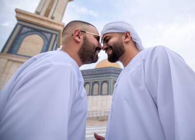 Warm greetings on the first morning of Eid Al Adha in Abu Dhabi. Victor Besa / The National