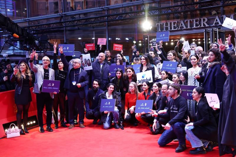 Protesters urged the release of imprisoned Iranian journalists, Niloofar Hamedi and Elaheh Mohammadi, and rapper Toomaj Salehi. Getty Images