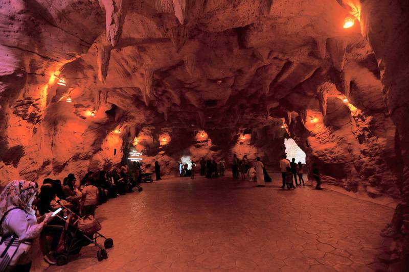 Visitors are seen inside the Cave of Miracles, part of Dubai's Quranic Park in Dubai, UAE April 6, 2019. Picture taken April 6, 2019. REUTERS/Satish Kumar