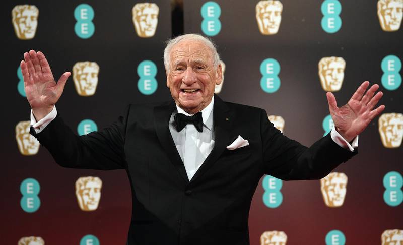 epa05788617 US actor/comedian Mel Brooks arrives for the 70th annual British Academy Film Awards at the Royal Albert Hall in London, Britain, 12 February 2017. The ceremony is hosted by the British Academy of Film and Television Arts (BAFTA).  EPA/FACUNDO ARRIZABALAGA