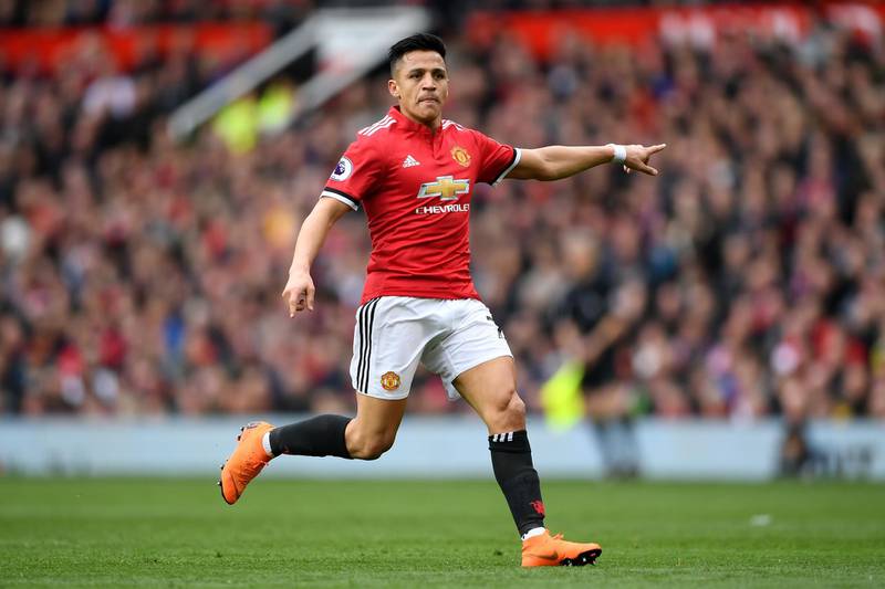 MANCHESTER, ENGLAND - MARCH 10:  Alexis Sanchez of Manchester United in action during the Premier League match between Manchester United and Liverpool at Old Trafford on March 10, 2018 in Manchester, England.  (Photo by Laurence Griffiths/Getty Images)