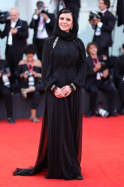 Jury member Leila Hatami wears a black dress and headscarf at the 'White Noise' premiere. Getty Images 