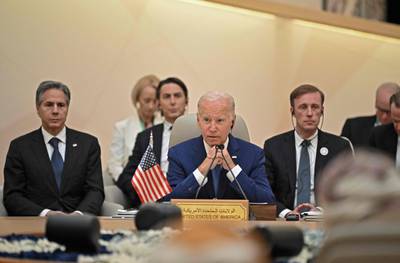 US President Joe Biden attends the GCC+3 meeting in Jeddah, Saudi Arabia. The Biden administration's Middle East agenda has largely centred on integrating Israel into the region through the Abraham Accords. AFP