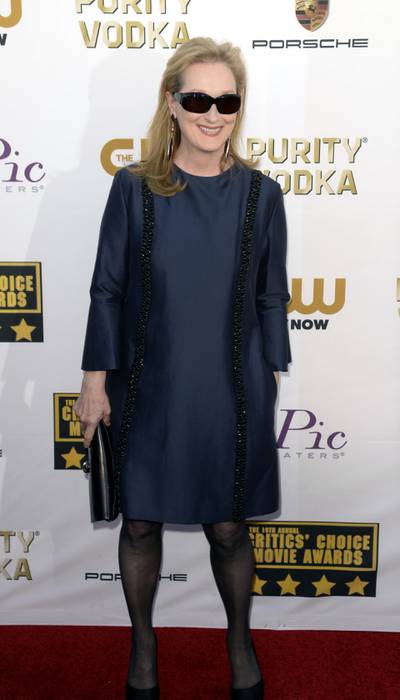 epa04025556 US actress Meryl Streep arrives for the 19th Annual Critics' Choice Movie Awards in Santa Monica, California, USA, 16 January 2014. The event honors the finest in cinematic achievement.  EPA/MICHAEL NELSON