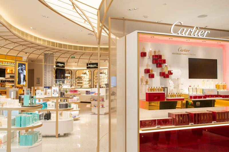 Beauty products and Cartier at the new luxury store. Bloomberg