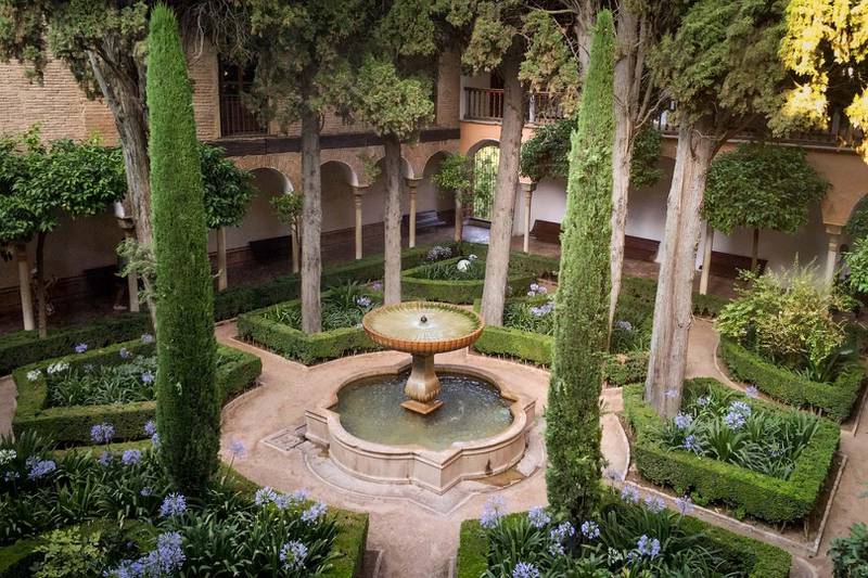 Daraxa's Garden, once also known as Garden of the Orange Trees, in the Nasrid Palaces of the Alhambra, Granada. Photo by Kira Walker