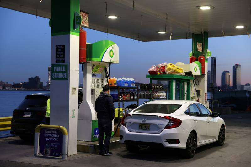 US fuel prices are about 50 per cent higher than a year ago. Reuters