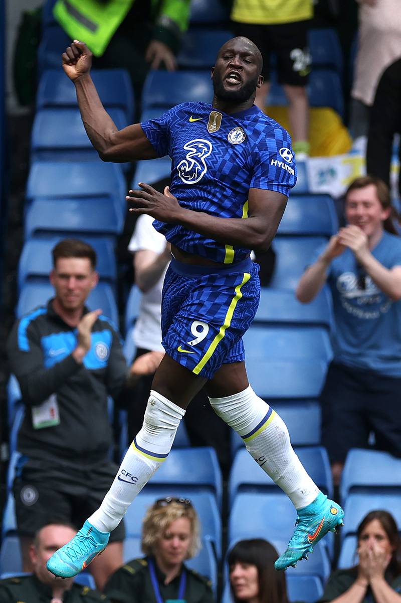 Romelu Lukaku celebrates scoring for Chelsea against Wolves. Getty